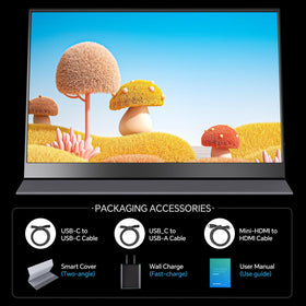 Yxk portable monitor with VESA cover stand for flexible viewing and protection.