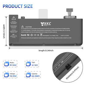 YXKC A1322 battery back view highlighting power capacity