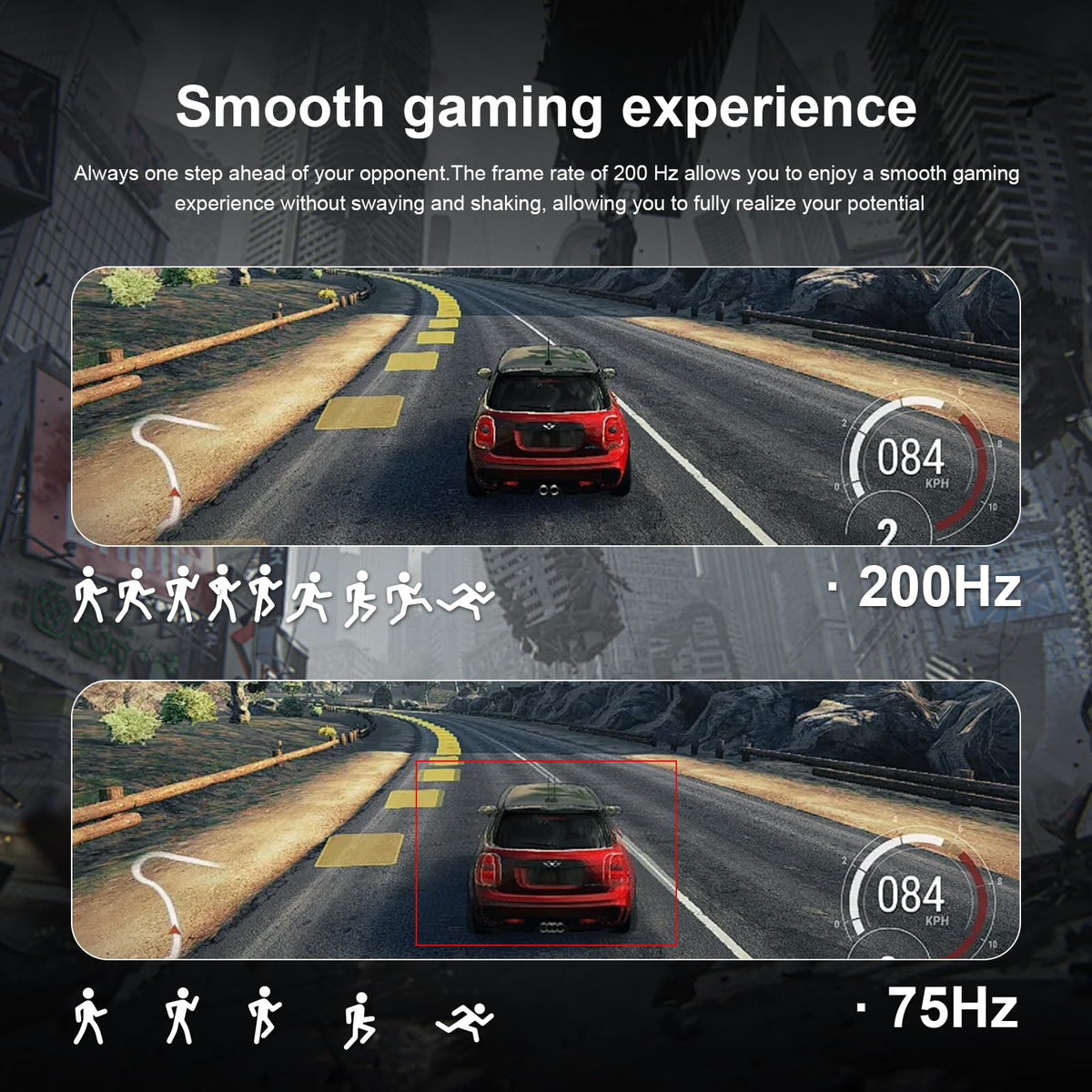 YXPC display showing 200Hz and 1ms response for ultra-smooth gameplay