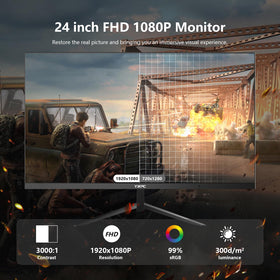 YXPC 24-inch monitor 99% sRGB; accurate color rendering for tasks.