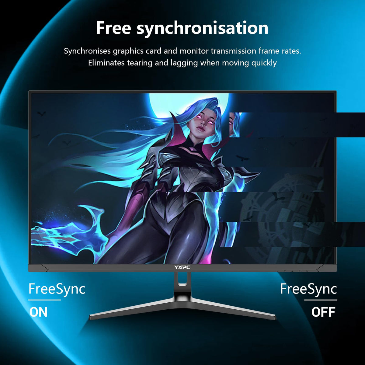 YXPC 32-inch display with 178-degree viewing angle maintains color accuracy from any seat.