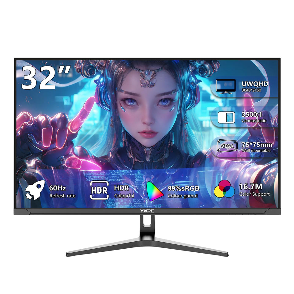 YXPC 32-inch 4K IPS monitor delivering vivid colors and sharp detail.