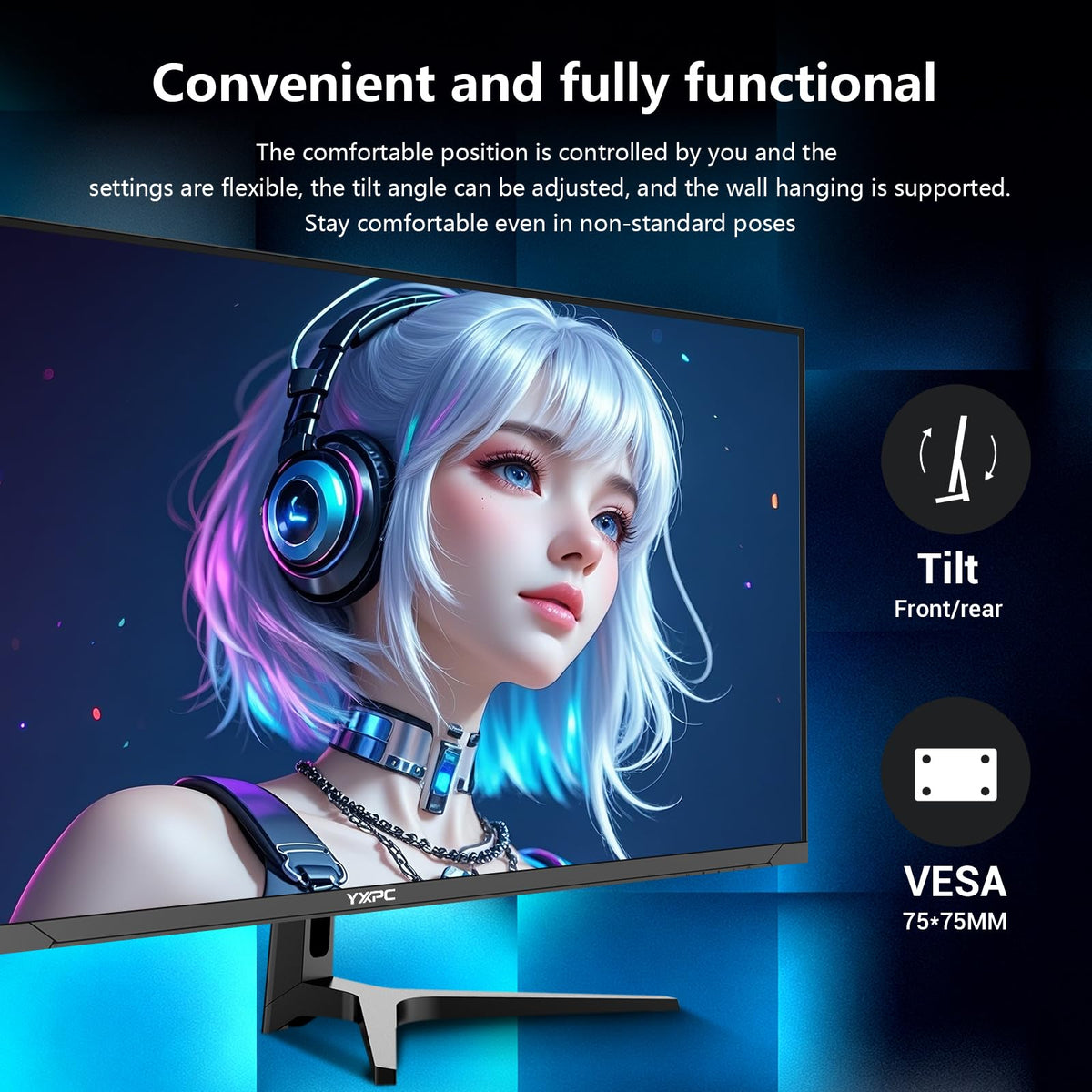 YXPC 75x75 mm VESA mounting compatibility for flexible installation.