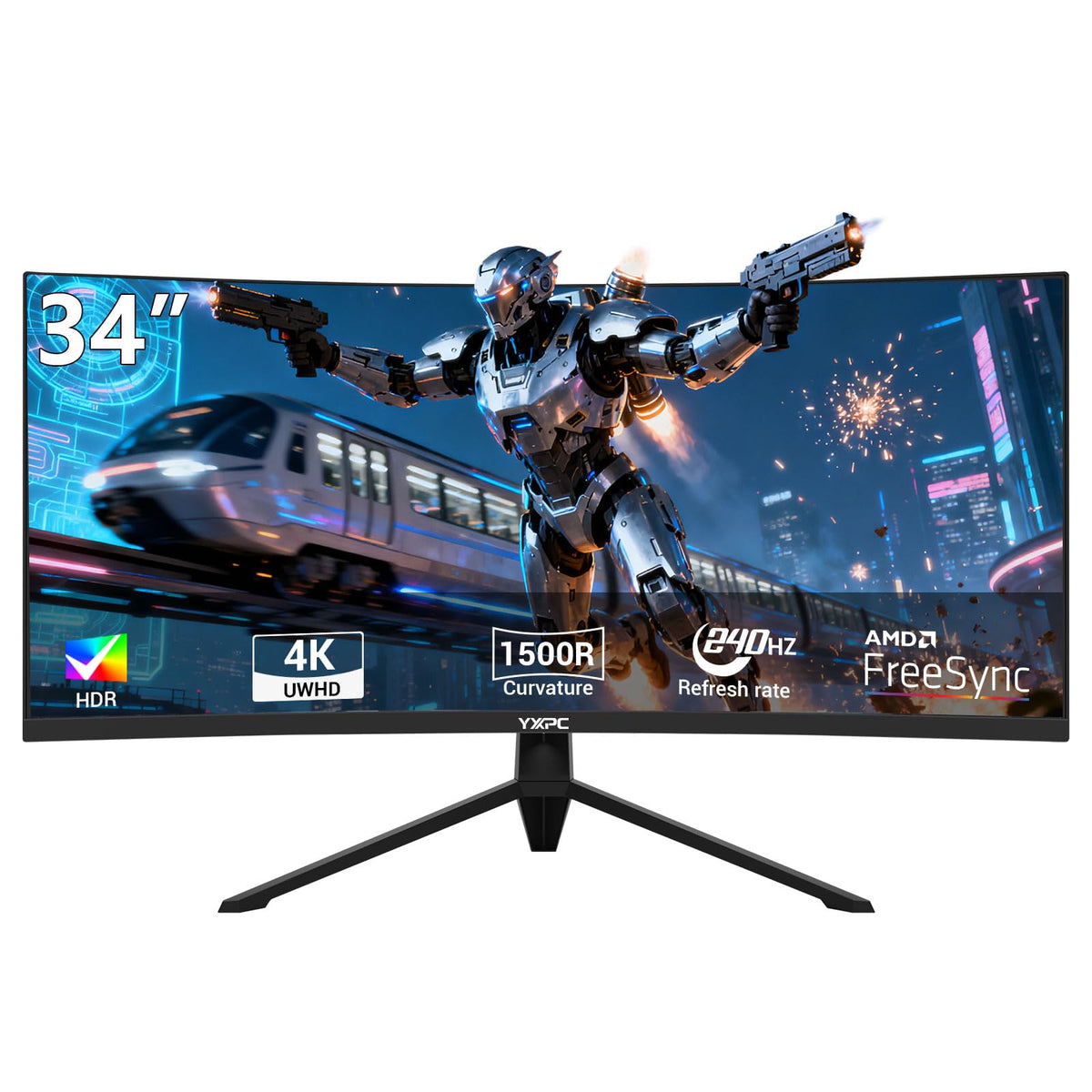 YXPC 34-inch curved ultrawide monitor front view for immersive gaming