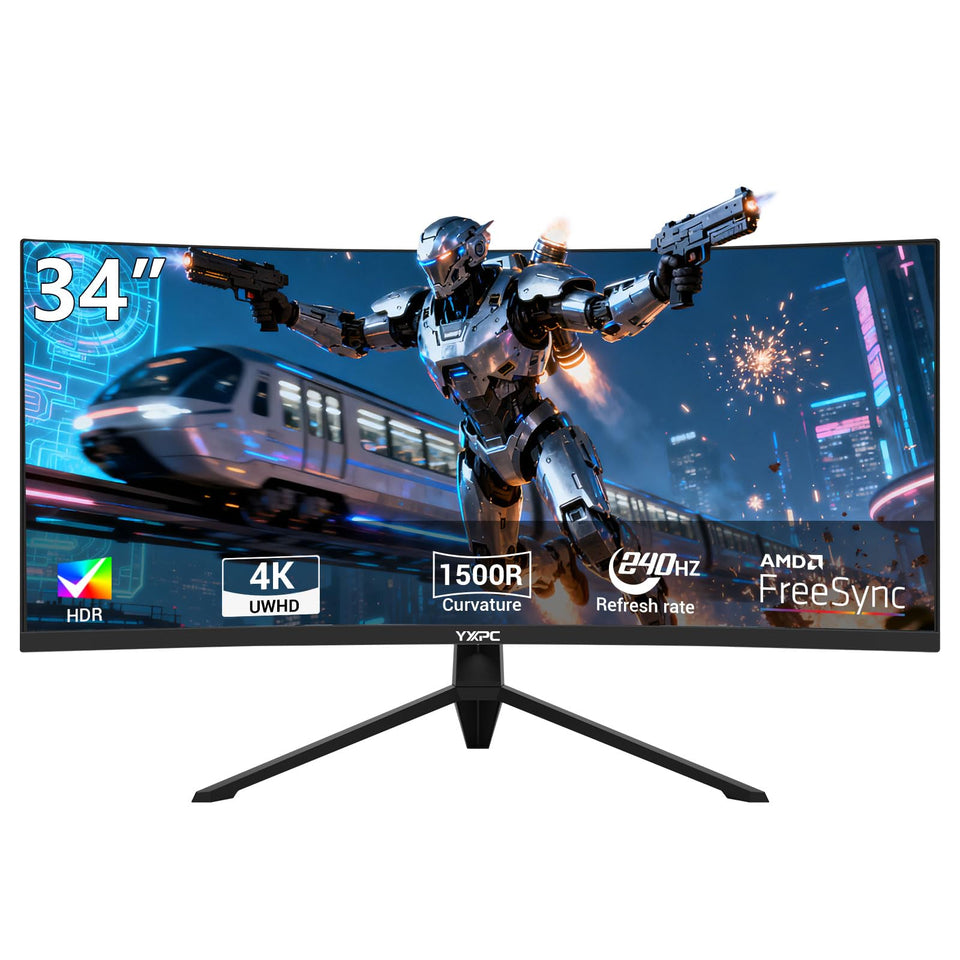 YXPC 34-inch curved ultrawide monitor front view for immersive gaming