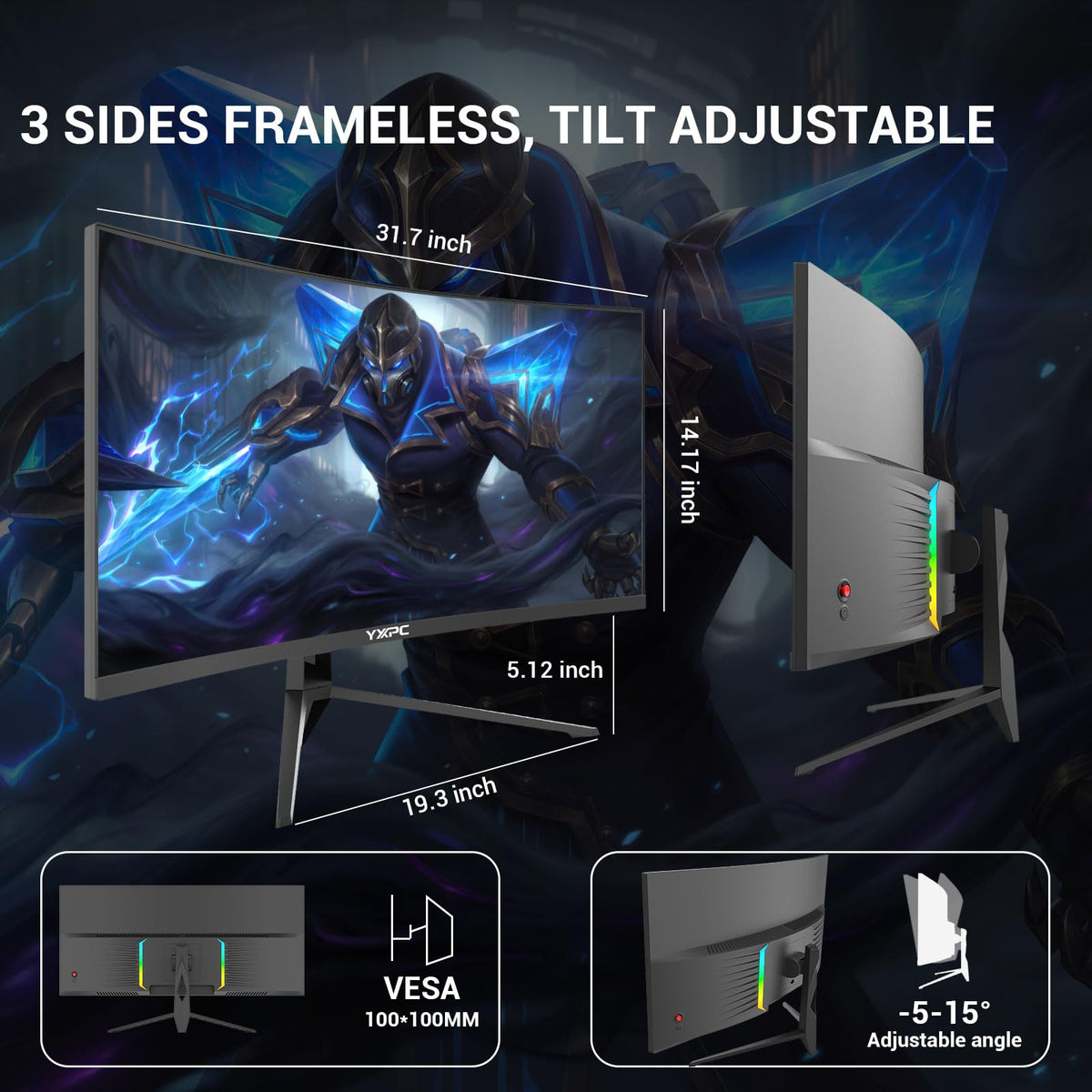 YXPC height-adjustable stand enables comfortable viewing height