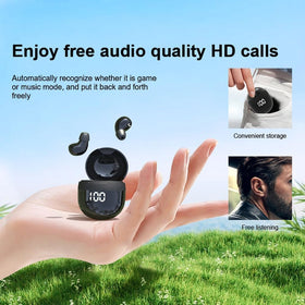 YXYKODM earbud beside coin showing ultra-small size and portability benefit