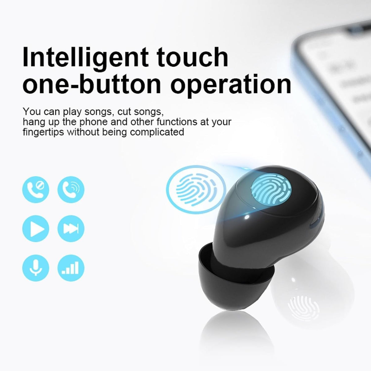 YXYKODM earbud touch-control demonstration showing easy fingertip operation benefit