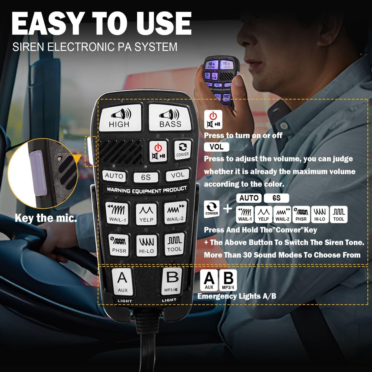 YYATYS multi-tone siren panel offering flexible signaling options