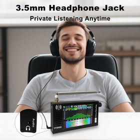 yyiikee portable SDR radio spectrum display highlights real-time bands and activity.