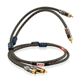 YYTCG Audiophile RCA cable with 2RCA male to male connectors for clean signal transfer.