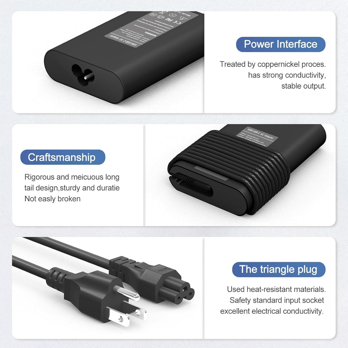 Charger in use with Dell laptops showing reliable everyday charging.