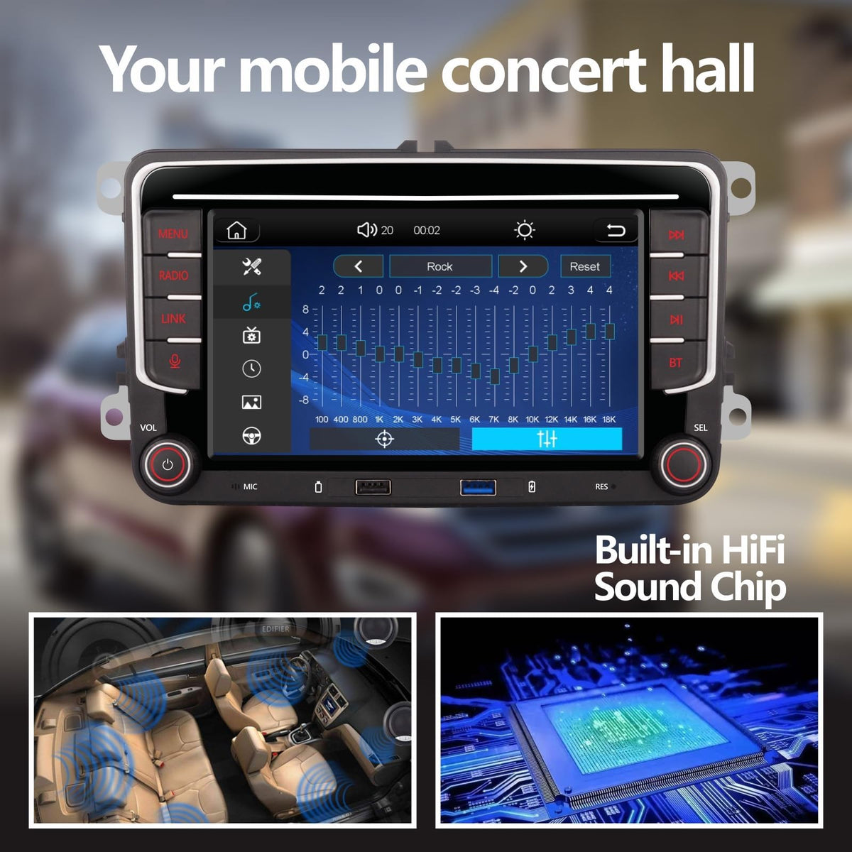 YZKONG wireless CarPlay and Android Auto integration for hands-free navigation