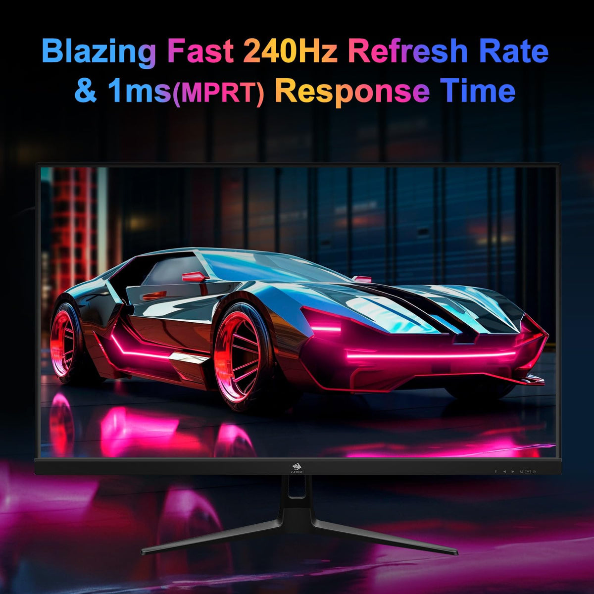 Z Z-EDGE monitor with ergonomic stand for comfortable long gaming sessions.