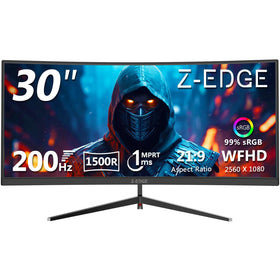 Z-Edge 30-inch curved monitor front view shows immersive action details for fast gameplay