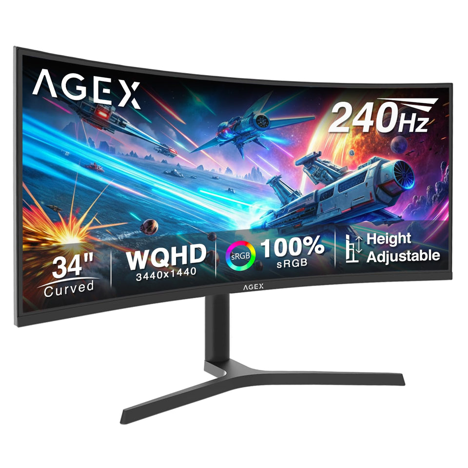 Z Z-EDGE AG34P front view shows immersive 34-inch ultrawide gaming display.