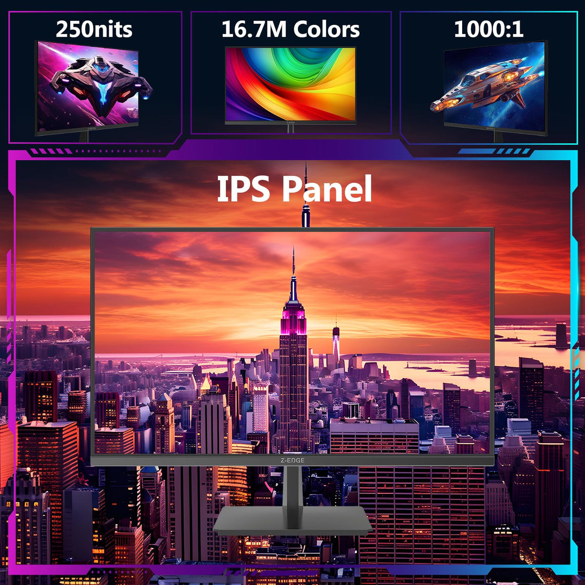 Z Z-EDGE S274K motion demo at 120Hz for smooth gaming visuals.