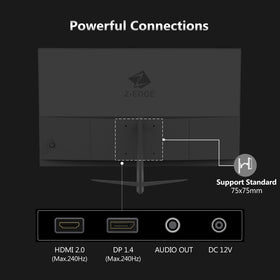Z Z-EDGE UG24PJ 75x75mm mounting pattern supports flexible mounting options.