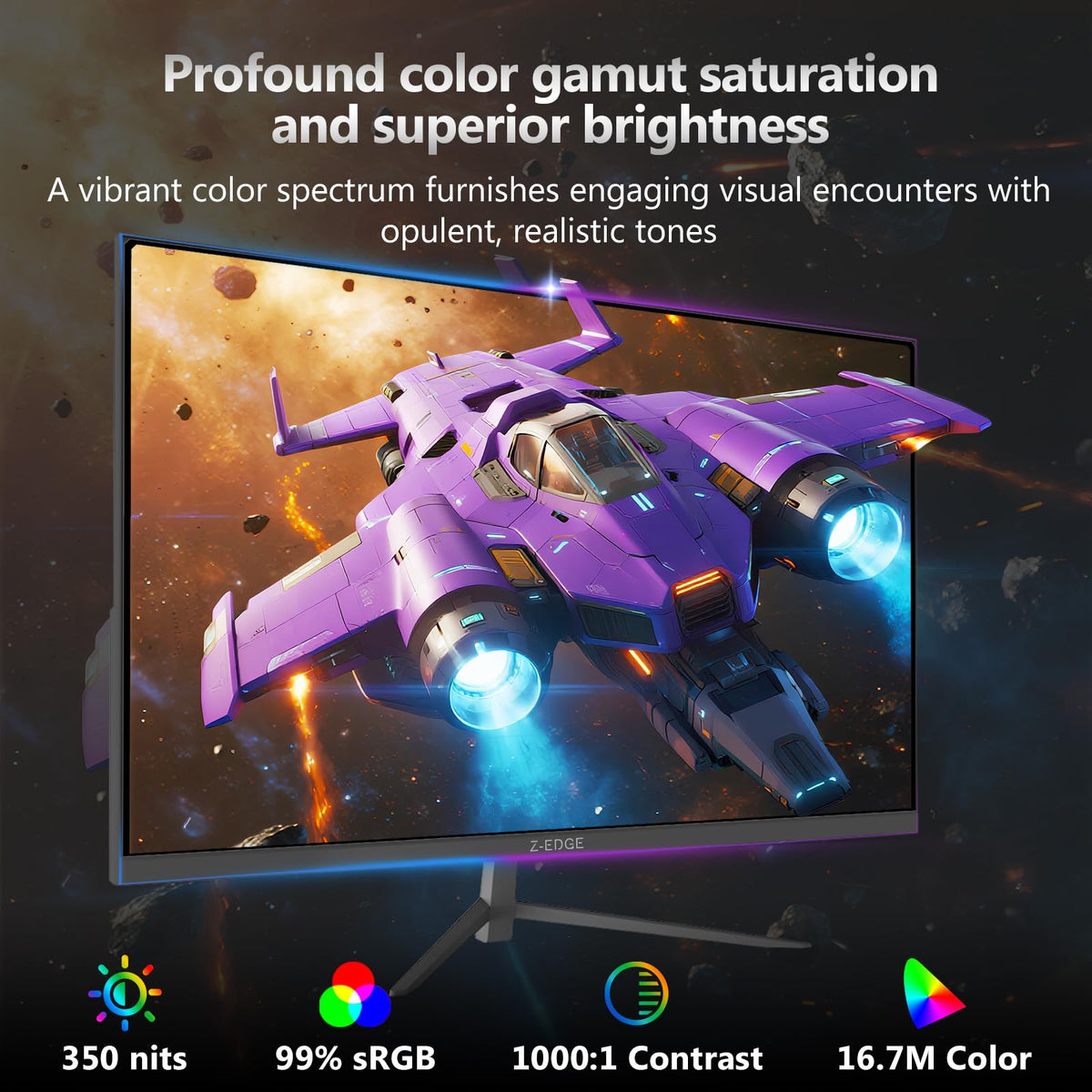 Z Z-EDGE UG24PJ wide 178° IPS viewing for shared screens without distortion.