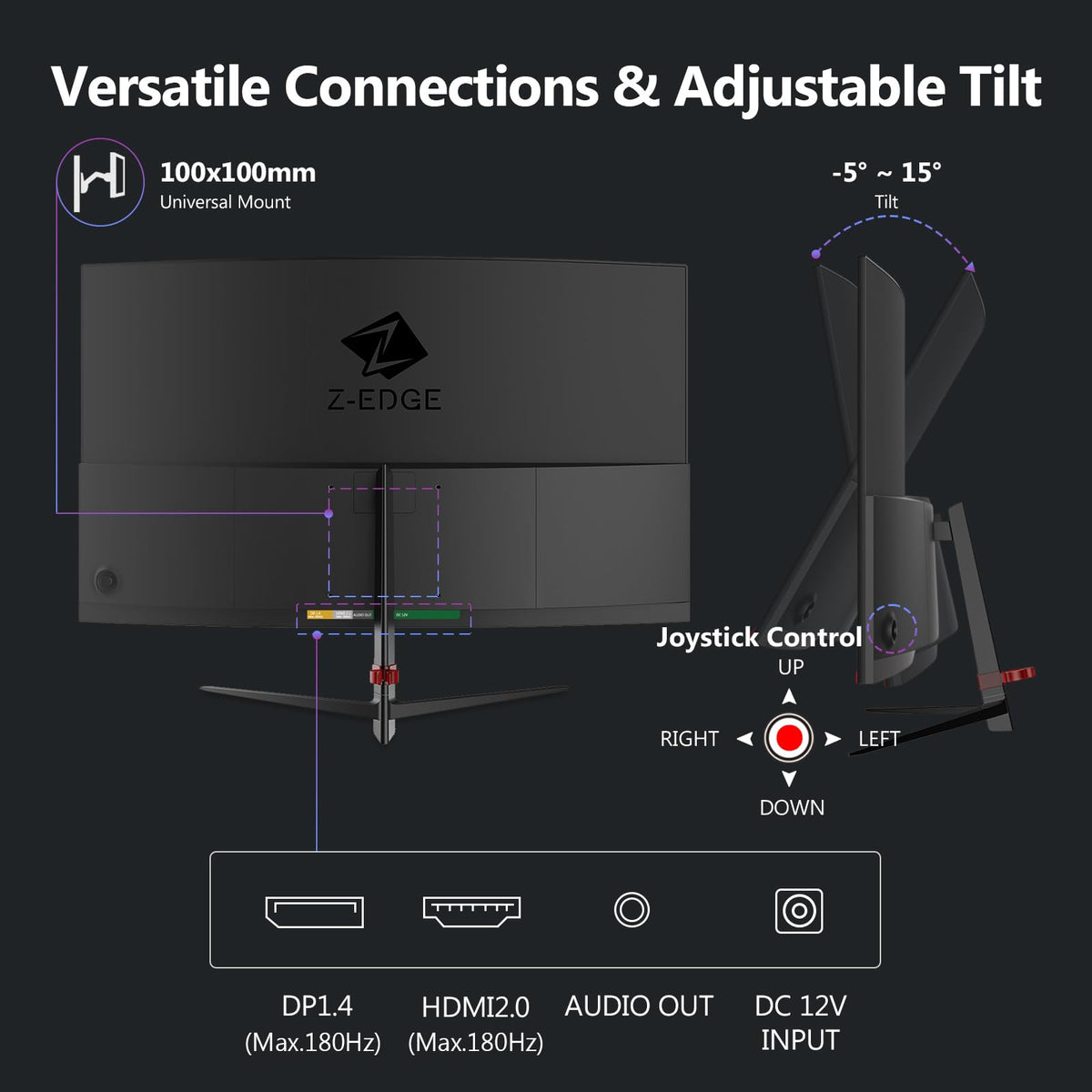 Z Z-EDGE UG27 ergonomic stand enables flexible positioning