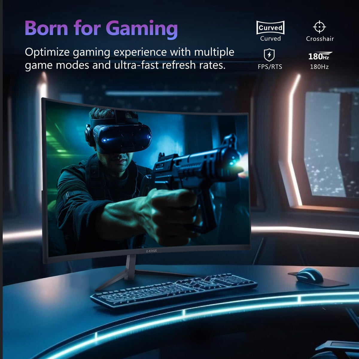 Z Z-EDGE UG27 displays crisp FHD 1080p visuals for gaming