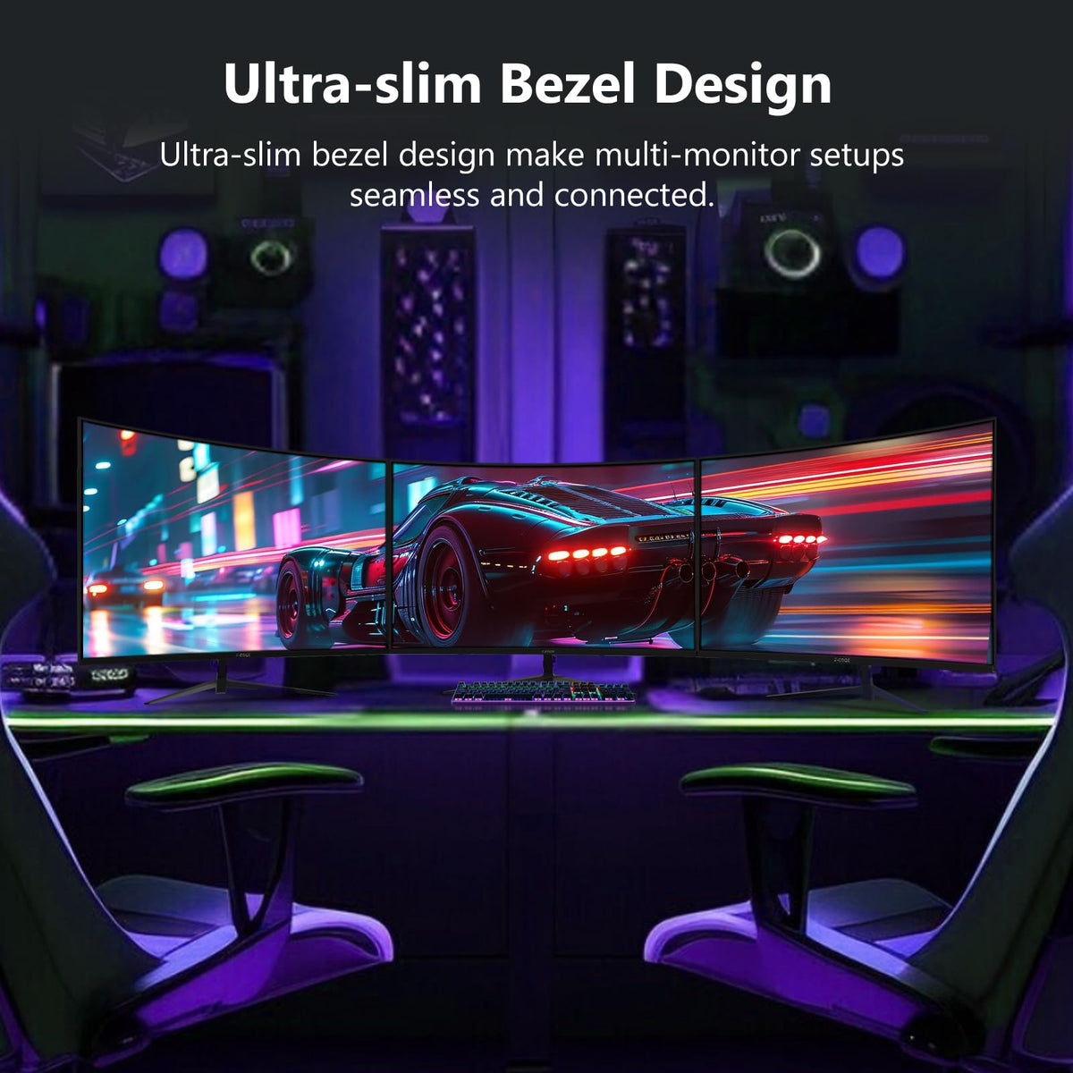 Z Z-EDGE UG27 frameless three-sided bezel design for seamless multi-monitor setups