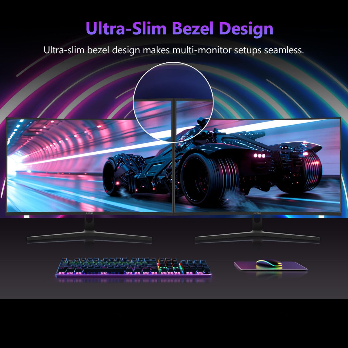 Z-EDGE UG27H VESA mounting with 100x100mm compatibility for flexible placement.