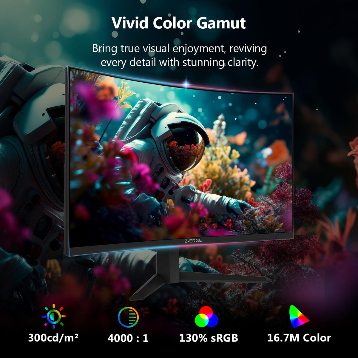 Z-EDGE UG27S FreeSync reduces tearing for fluid scenes.