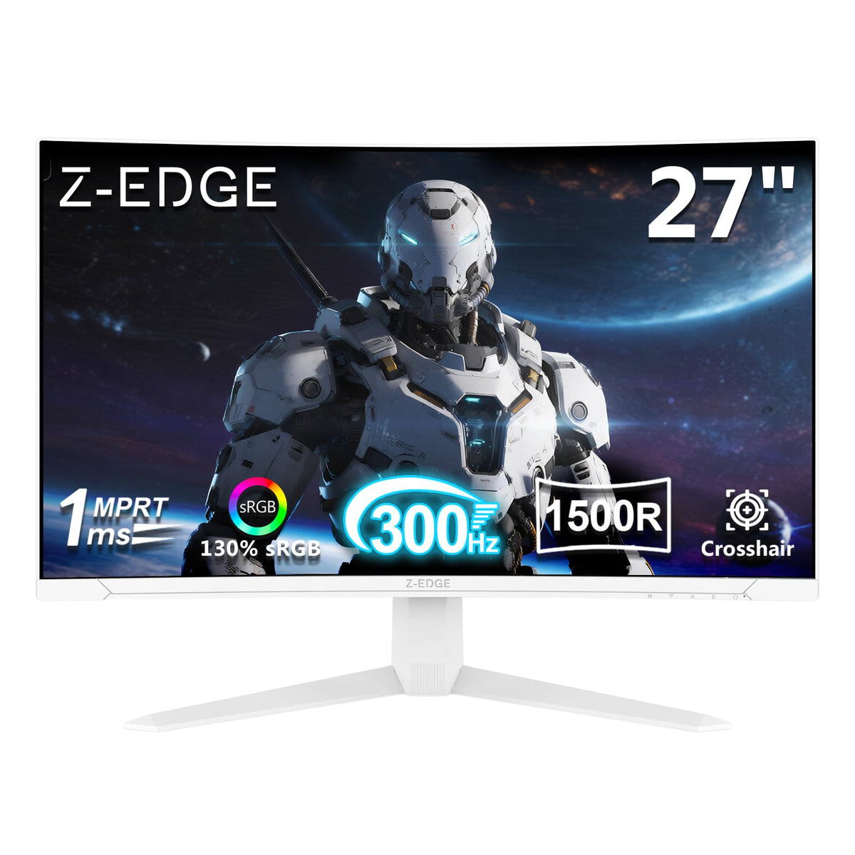 Z Z-EDGE UG27S front view shows a slim, borderless frame for a clean desk setup.