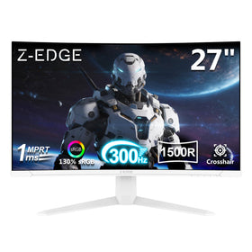 Z Z-EDGE UG27S front view shows a slim, borderless frame for a clean desk setup.