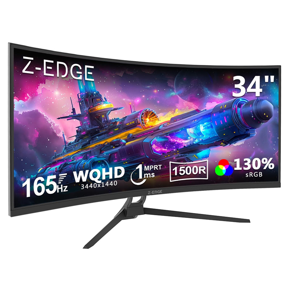 Z Z-EDGE UG34 1500R curved display enhances immersion and field of view.