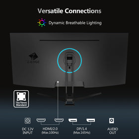 Z Z-EDGE UG34 dual connectivity DP 1.4 and HDMI 2.0 for flexible setups.
