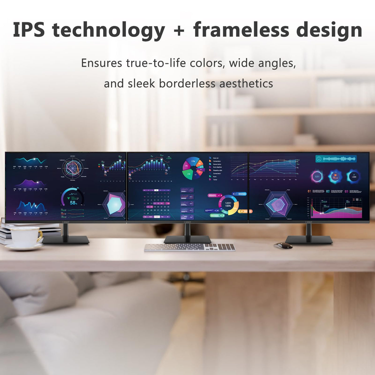 Z Z-EDGE 100x100mm mount compatibility for flexible positioning and wall mounting.