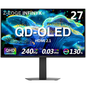 Z Z-EDGE X27 OLED panel front view showcasing true blacks and rich color depth for dark scenes.
