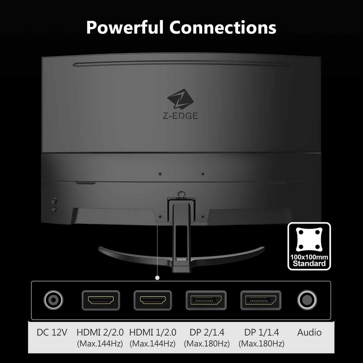 Z Z-EDGE 32-inch gaming setup with three-sided bezel and vivid colors for immersive gameplay.