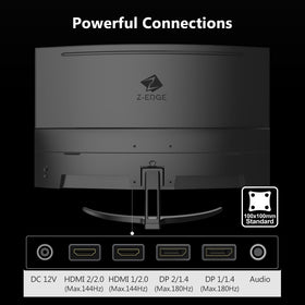 Z Z-EDGE 32-inch gaming setup with three-sided bezel and vivid colors for immersive gameplay.