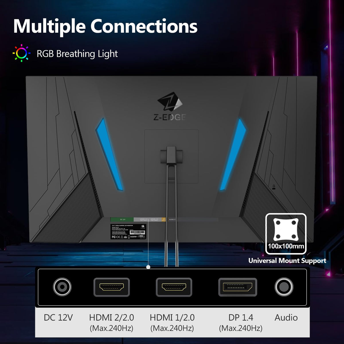 UG25F slim three-sided bezel maximizes screen space