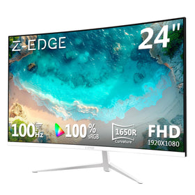 Z Z-EDGE 24-inch curved monitor front view, immersive gaming and video experience.