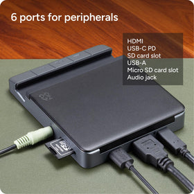 ZAGG hub holding tablet with integrated stand for comfortable viewing and typing