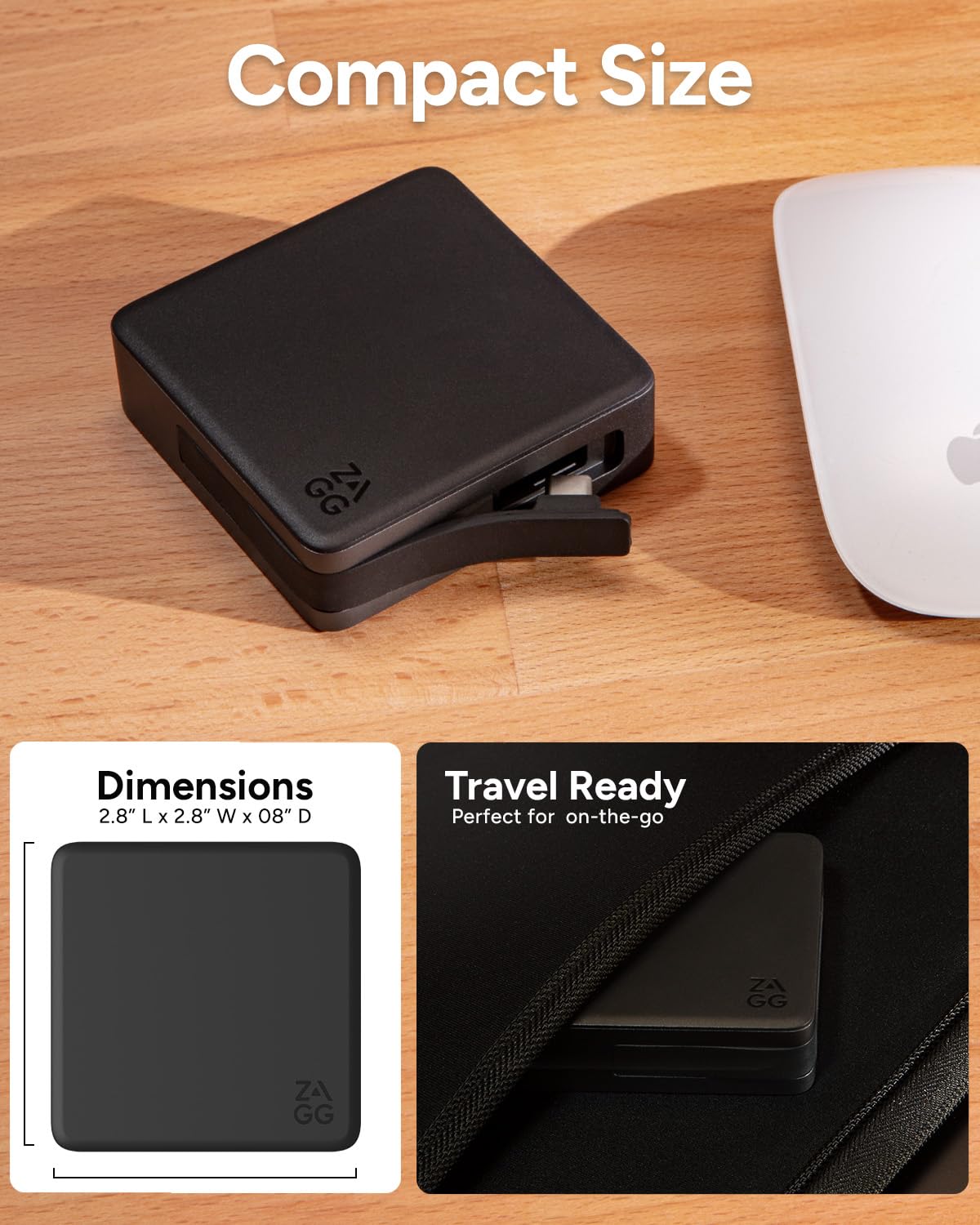 ZAGG 4-Port Hub 100W pass-through keeps devices powered.