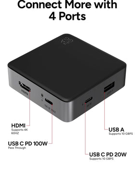 ZAGG 4-Port Hub HDMI 4K output enables crisp presentations and media sharing.