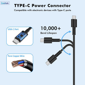 Zaidtek 65W USB-C charger side profile showing slim form for travel