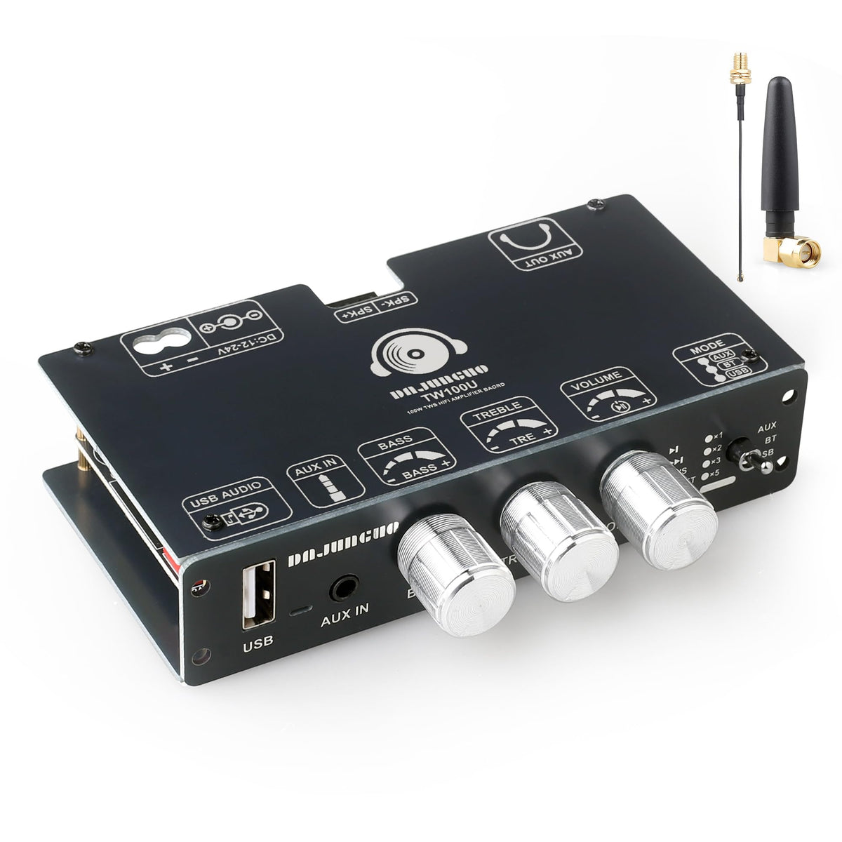 Zailen Audio TW100U front view for compact mono amp ideal in DIY audio builds.