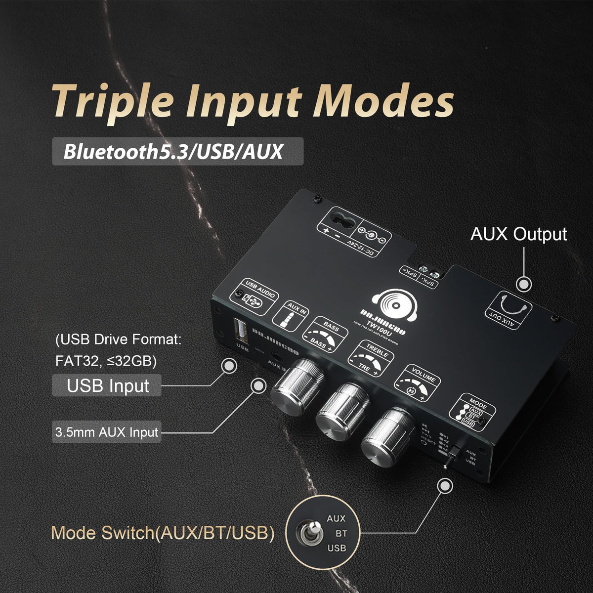 Zailen Audio TW100U TWS pairing enables wireless stereo expansion.