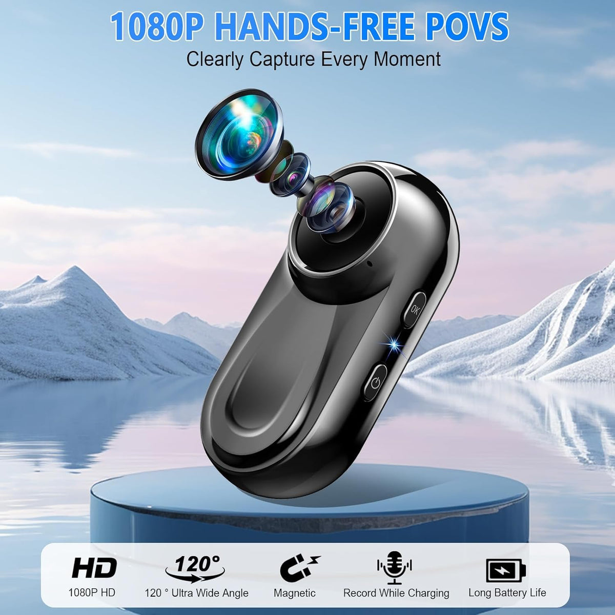 Zakotu mini body camera with magnetic clip for wearable use