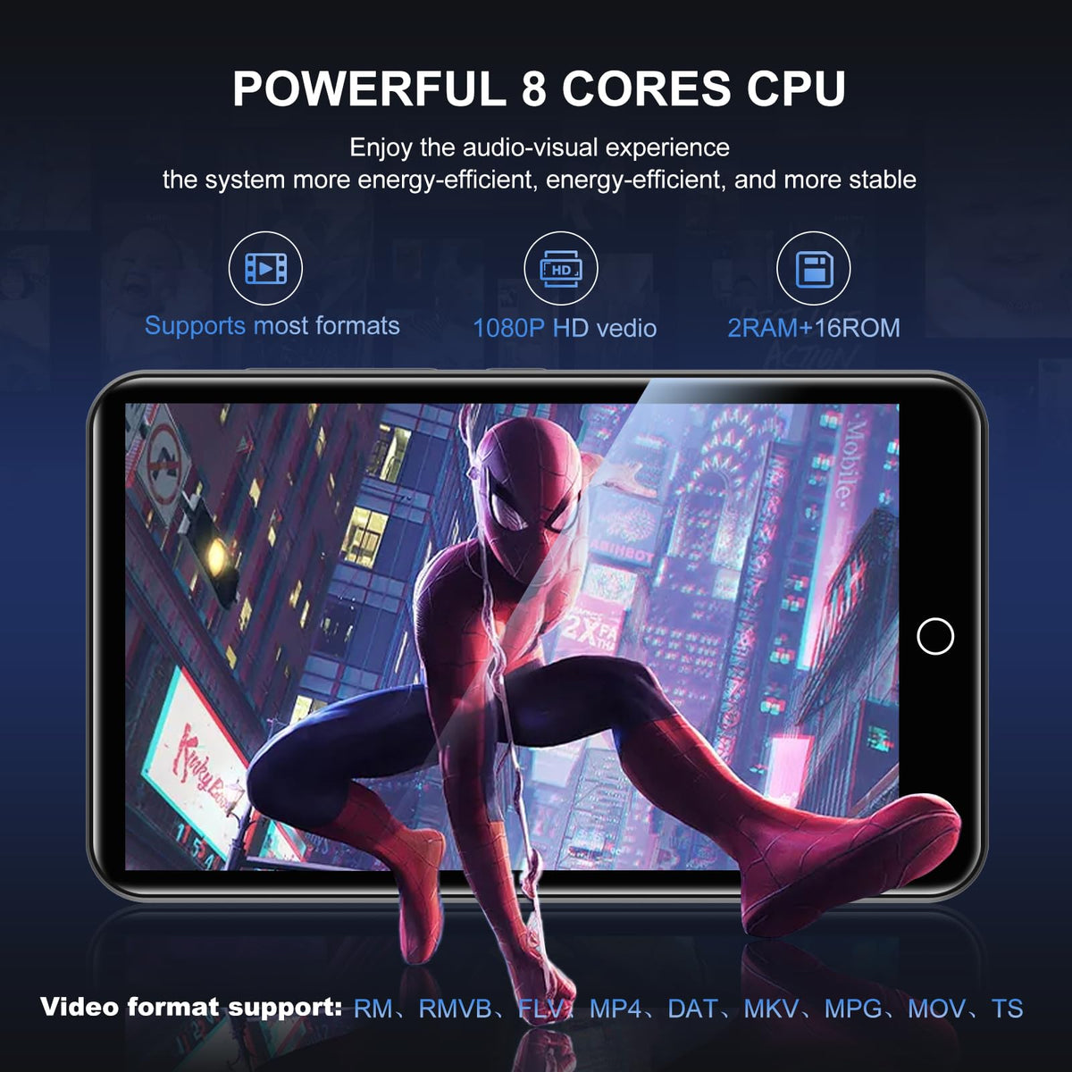 ZAQE MP3 Player 80GB storage visual emphasizes ample offline media space