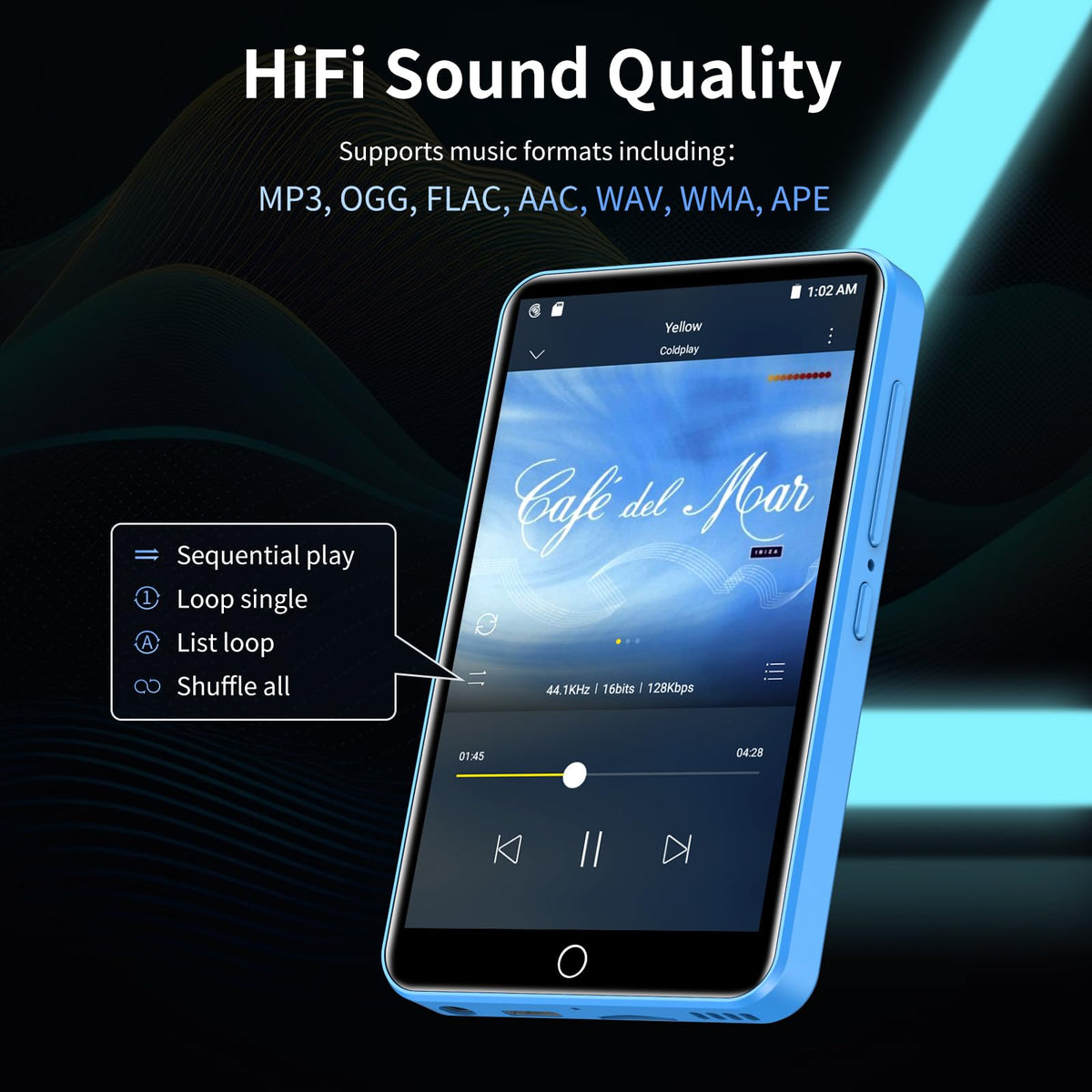 ZAQE 2000mAh battery powers hours of music between charges.
