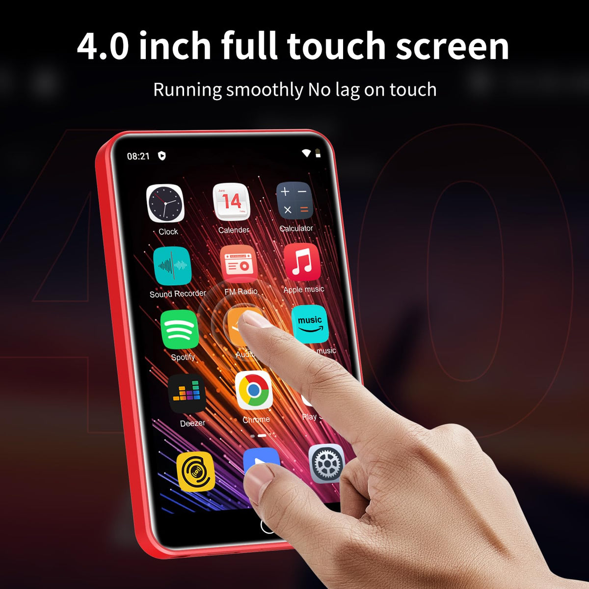 ZAQE MP3 built-in speaker delivers rich sound in a compact unit.