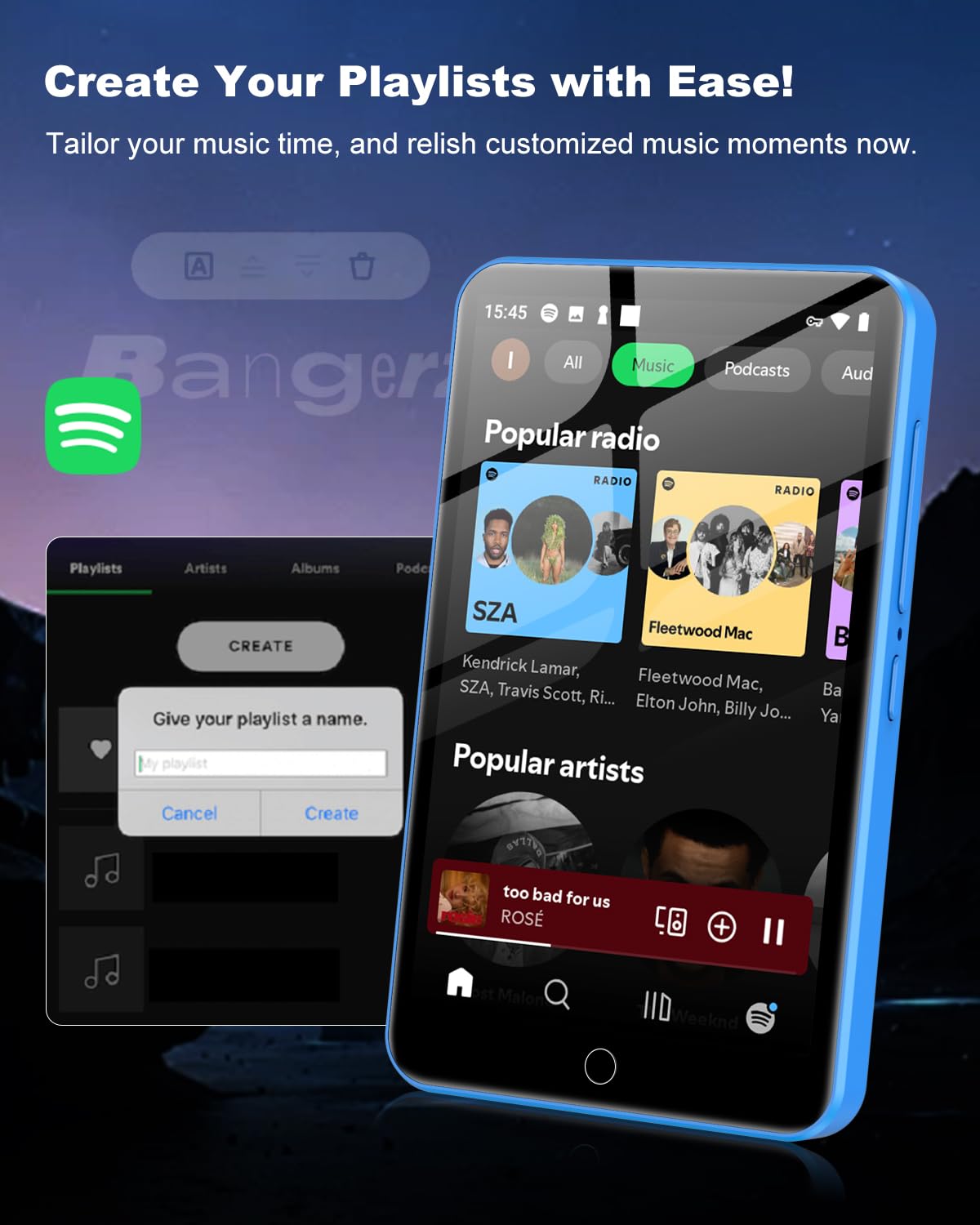 ZAQE MP3 Player long battery life for hours of music and video on the move.