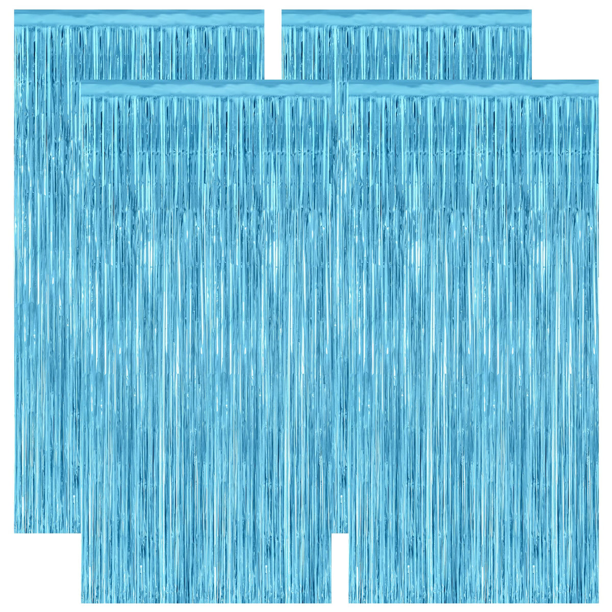 ZATAYE 4-pack blue foil streamers backdrop ready for quick party setup